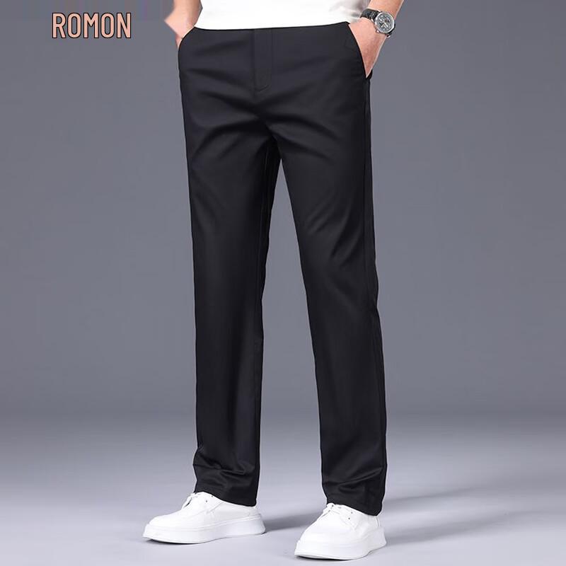 ROMON Men's Summer Thin Cotton Casual Straight-Leg Pants