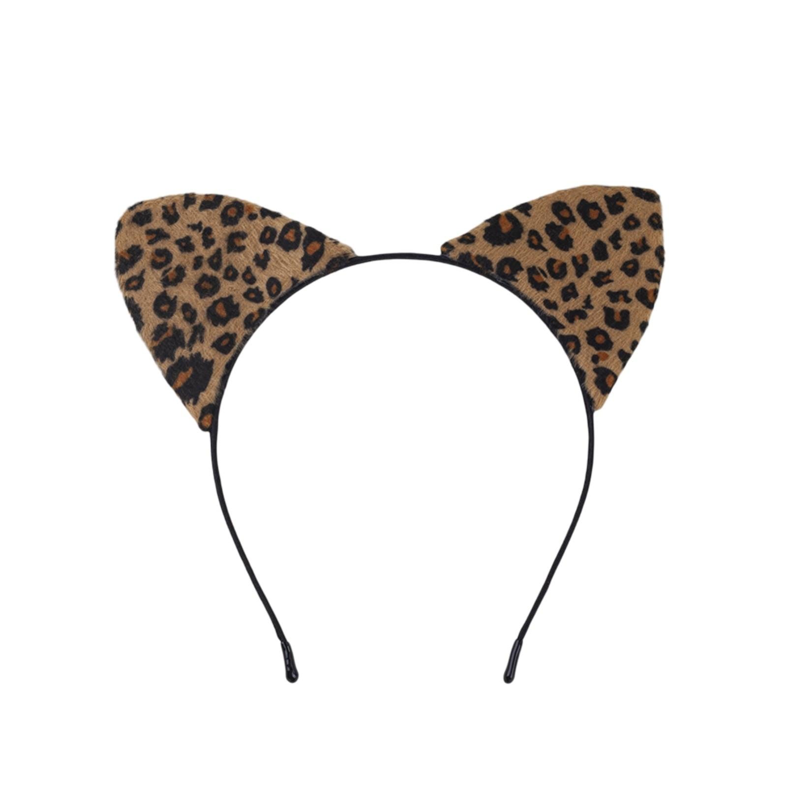 

Повязка на голову с ушками леопарда, уши животных для костюмированного косплея или украшения вечеринки, уши для женщин One Size