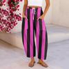 Women's Linen Pants with Pockets, High Waist Loose Fit Plus Size Cotton Casual Pants