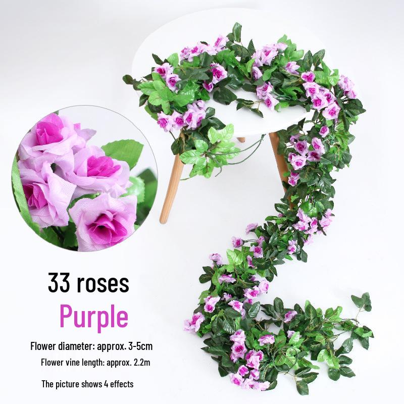 Artificial Rose Flower Vine for Indoor Decoration: Ceiling Hanging & Living Room Decor