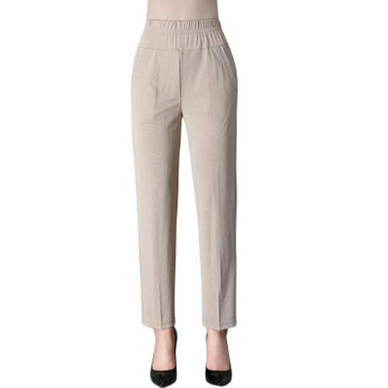 Summer Stretch High-Waist Casual Pants for Women - Loose, Straight-Leg, Grandma Style
