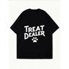 White Oversized T Shirt Treat Dealer Paw Print Graphic Tee For Casual Wear And Pet Lover Style