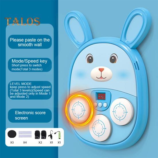 Musik-Boxmaschine für Kinder, Jugendliche und Erwachsene, Cartoon-Wandtrainer-Ausrüstung mit elektronischem LED-Fokus-Trainingsziel, 3 Spielmodi, Boxmusik