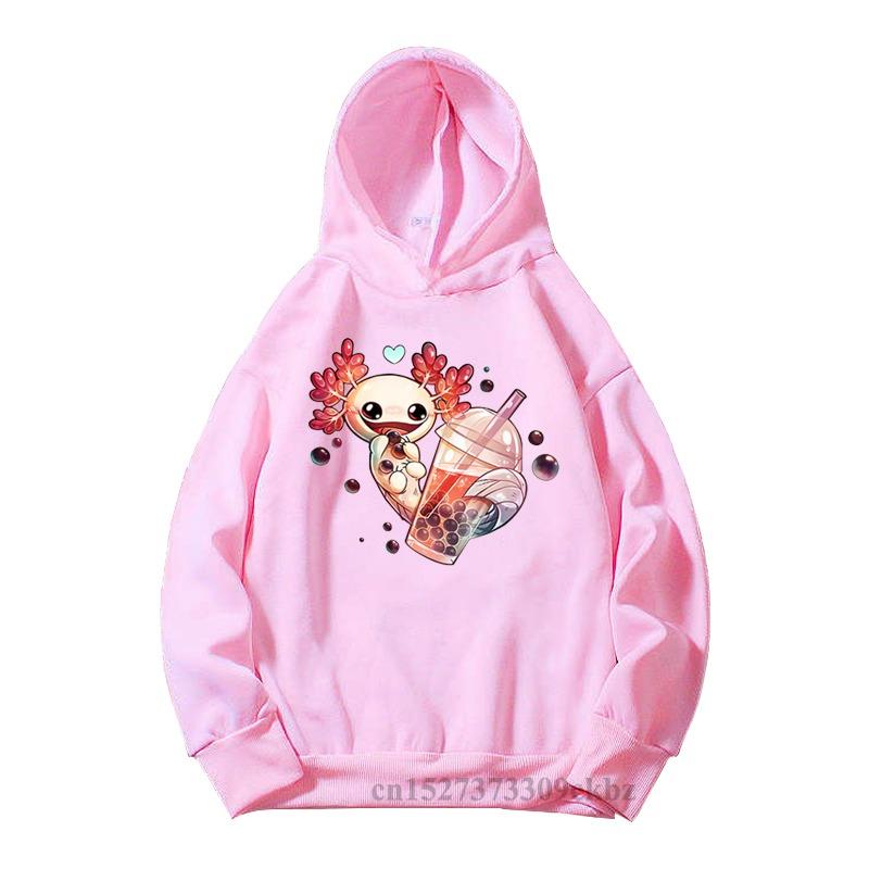 Just A Girl Who Loves Axolotls Print Kids Pink Hoodie Comfy Versatile Long Sleeve Streetwear Children Sweatshirt Baby Casual Top