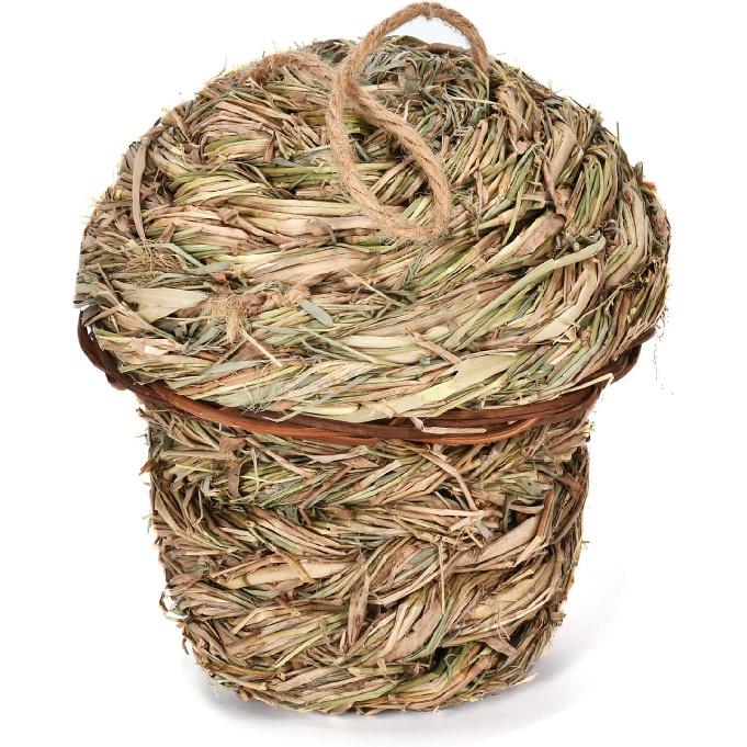 

2 Pack Grass Bird Houses for Outside, Natural Grass Hand Woven Hummingbird Houses for Outside Hanging for Nesting, Wren Finch Birdhouse for Garden 2PCS Set(Black Grass)