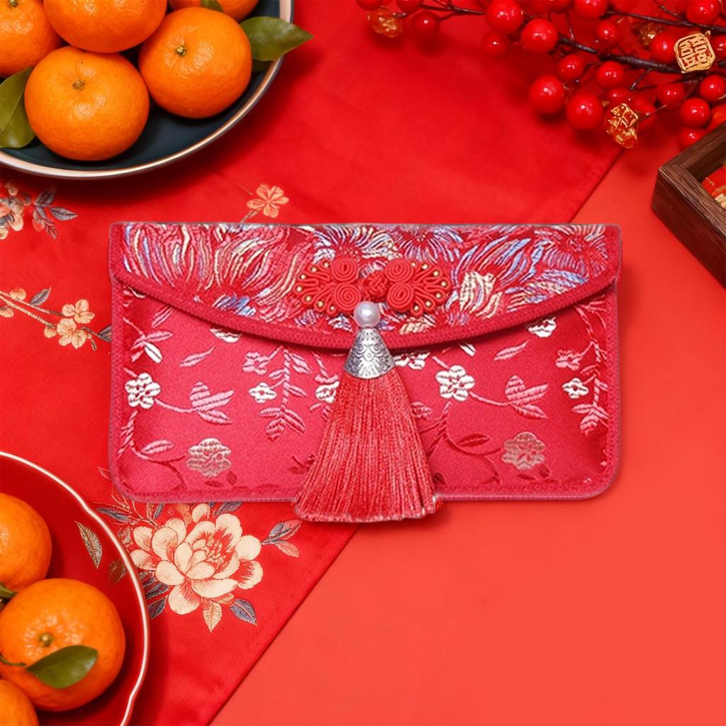 Chinese Brocade Red Envelope Packets Traditional Chinese Red Envelopes With Tassels For Spring Festival Weddings Birthdays