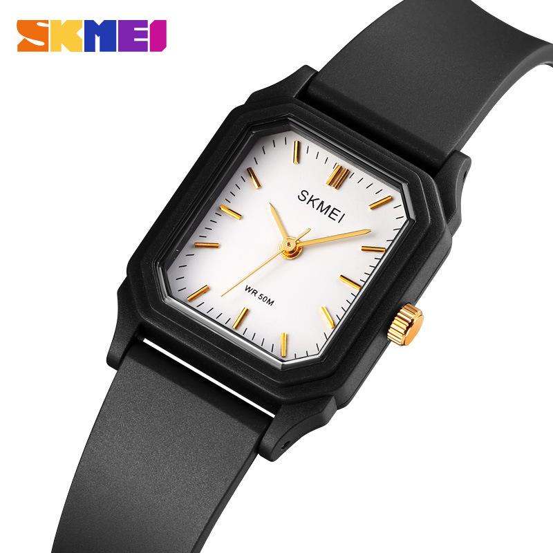 Skmei New Fashion Quartz Watch, Girls Simple Small Black Watch Waterproof Trend Watch