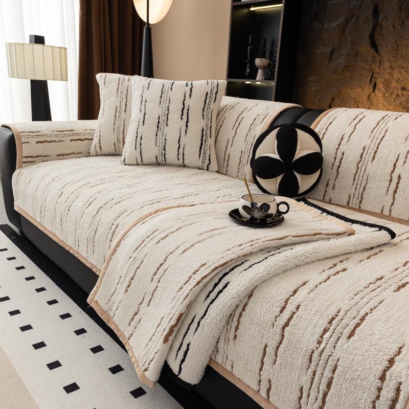 Winter Thickened Plush Sofa Cushion  New Simple Wind Light Luxury Non-Slip Seat Cushion Sofa Cover Cover Cloth