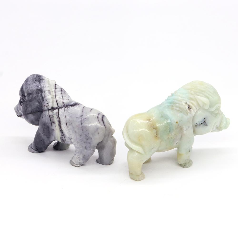 Wild Boar Statue With Natural Crystals Hand Carved Healing Animal Figurine Reiki Gemstone Craft Home Decoration Gem Gifts 2.8 In
