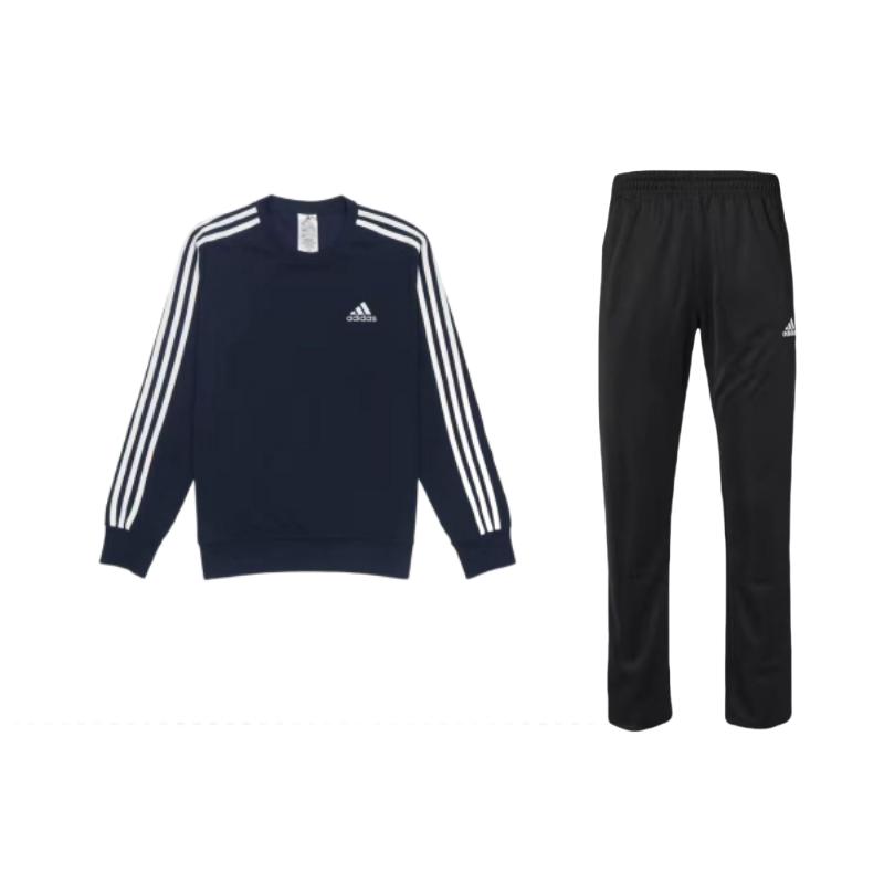 

Adidas Sports Lifestyle Series Logo Print Three Stripes Long Sleeve Cuffed Pants Casual Sports Suit Men suit Black TR30P-BW+GK9079 L