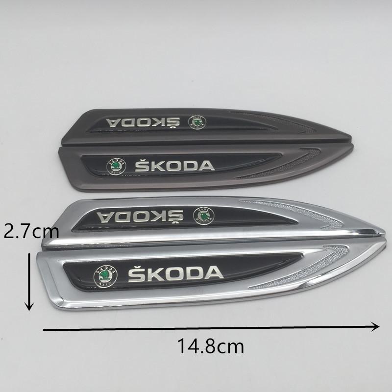 ADZ1 2pcs 3D new for SKODA Car Fender side Emblem Badge Decal rear tail bumper trunk Sticker styling Accessories
