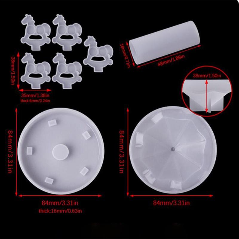 8pcs/Set  DIY Resin Carousel Ornament Silicone Molds Casting Mould