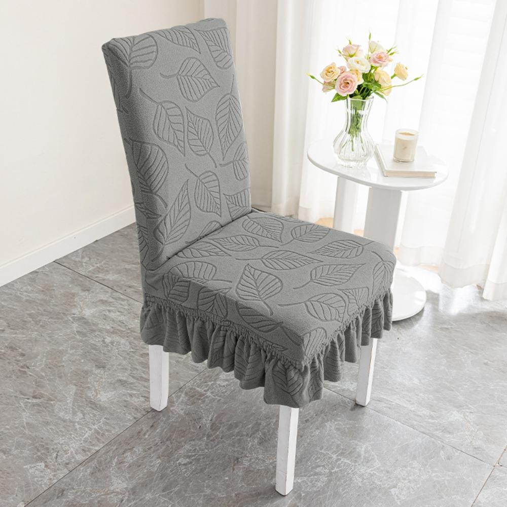 High-elastic Dining Chair Cover Anti-slip Jacquard Stool Slipcover Soft Skirt Edge Backrest Protector for Home Decoration