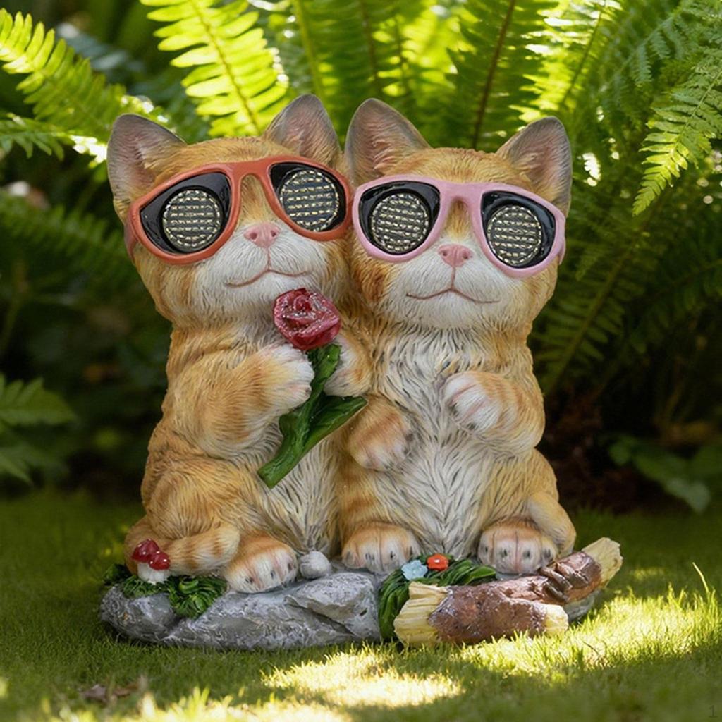 Statua Solare da Giardino con Occhi Rotanti Ornamento Lampada da Paesaggio Statuetta Regalo per Giardino Esterno