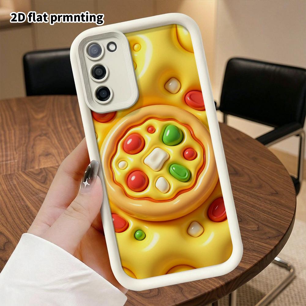 Phone Case: 2D flat design suitable for Samsung Galaxy A34 A35 M05 M06 S20 S22 S21 FE Plus 5G protective case, cartoon pizza, perfect Christmas and Ha