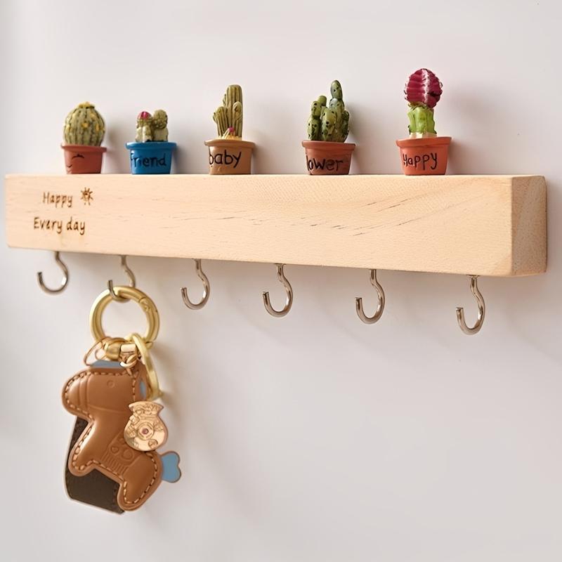 Suport pentru chei Montat pe perete la intrare Lemn masiv Fără găurire Perete de intrare Cârlig pentru chei Ușă Suport decorativ creativ
