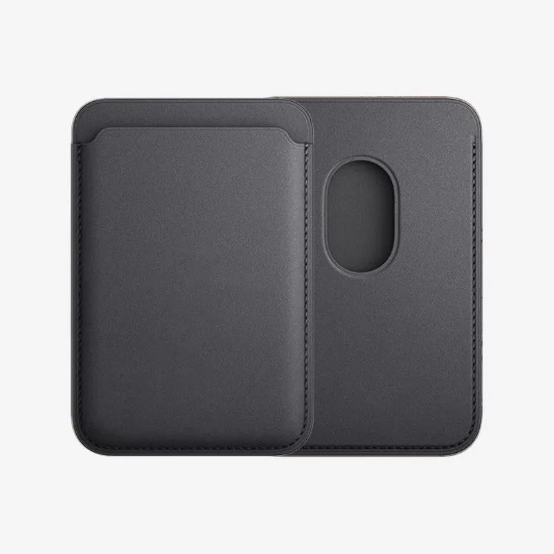 Peně tkaná magnetická kožená peněženka držák na karty Macsafe stojánek na telefon pro Magsafe IPhone 15 14 13 Mac Safe podpora držák na telefon