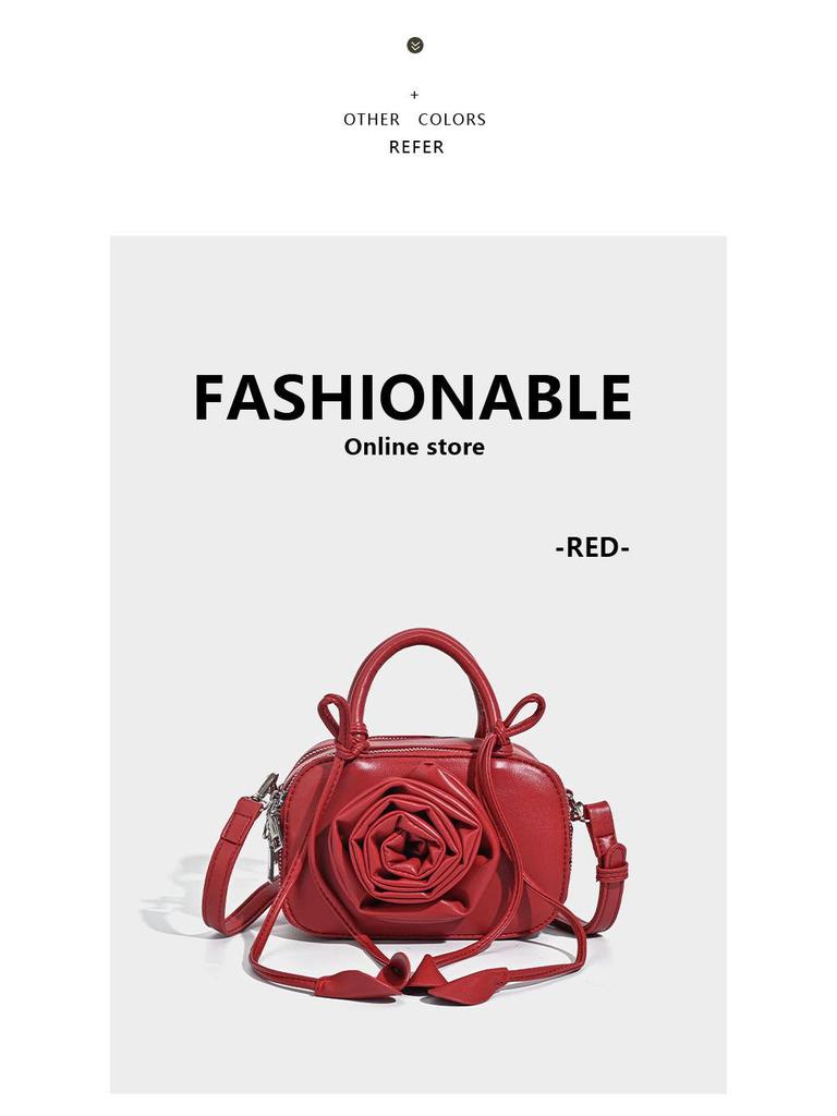 2025 Dames 3D Roos Handtas: Modieuze Veelzijdige Crossbody- & Schoudertas