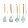 12pcs Set of Multi-color Silicone Wooden Handle Kitchenware Set Non Stick Pot Spatula and Spoon Cooking Utensils Heat-resistant