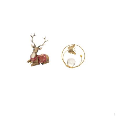 Crystal Reindeer Elk Ball Metal Sculpture Tabletop Ornament Deer Figurine Statue Stand for Living