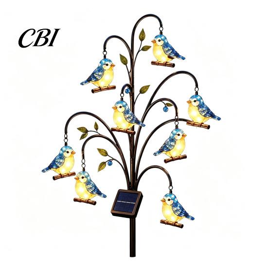 Outdoor Decorative Path Lights Solar Pathway Light, Bird-shaped Stump Garden Stake with Warm Terrace And Balcony Accents LED Lights, Waterproof