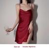 Ziqu Sexy Satin Deep V Slit Backless Nightdress for Women