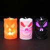 Flameless Halloween Candle with LED Light, Ghost Face Pumpkin Skull Design Safe Battery Operated Indoor Outdoor Decoration for Party Haunted
