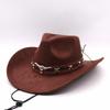 Retro Silver Bull Head Decorative Cowboy Hat Upturned Suede Top Hat American Versatile Gentleman's Hat