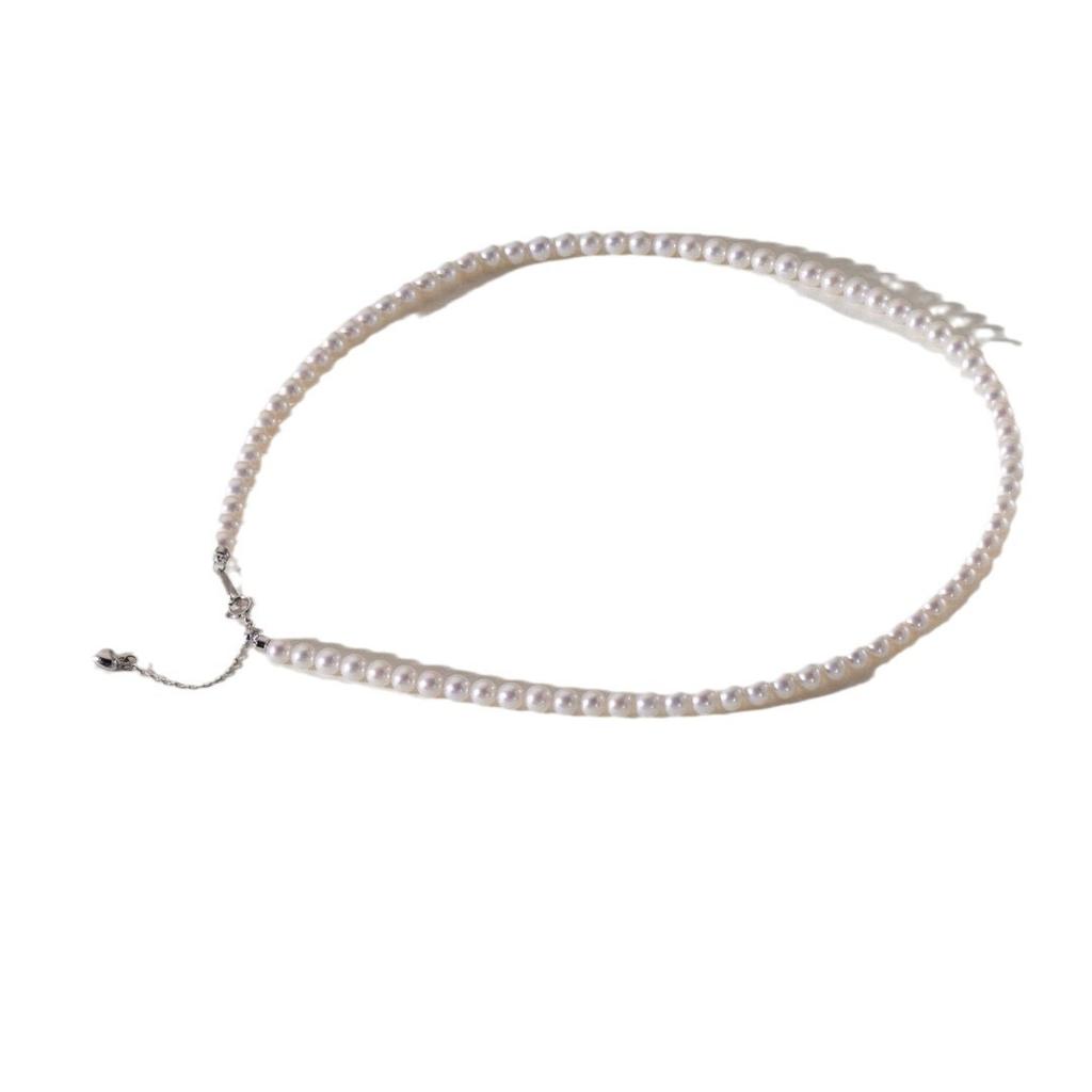 S911 Silver Simple Natural Freshwater Pearl Necklace Women's Light Luxury Temperament High Sense Fashion Versatile Collarbone Chain New