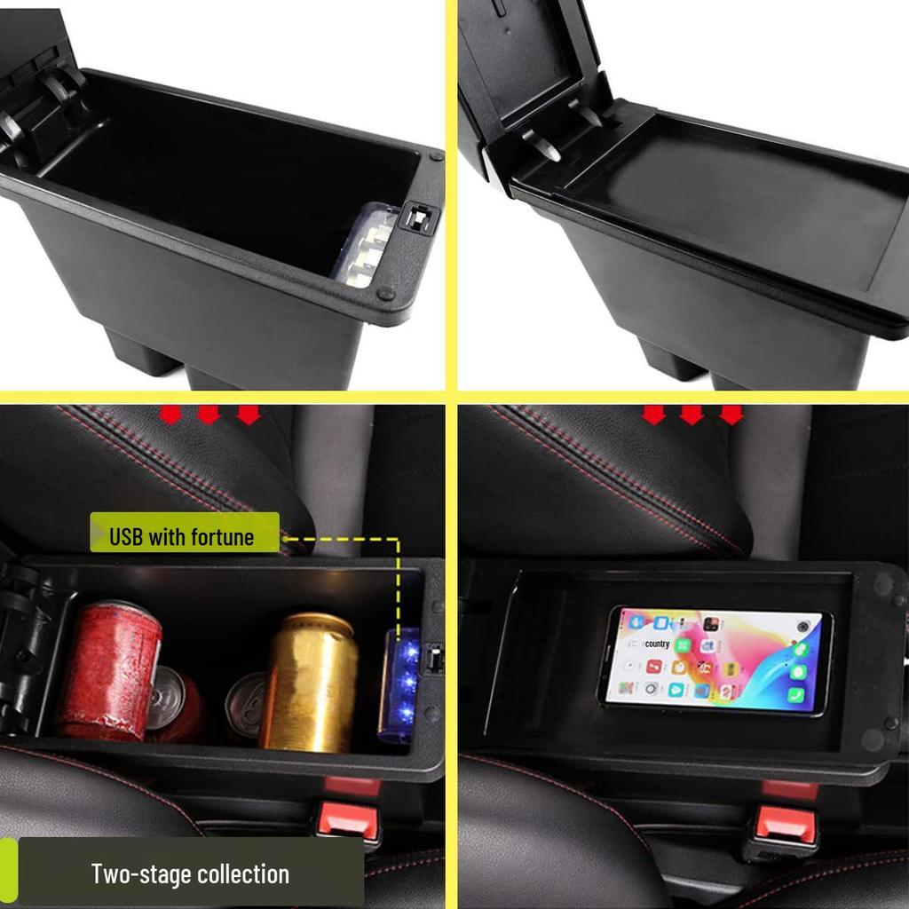 USB Port Leather Armrest & Console Storage Box for Jimny JB64/JB74 Models