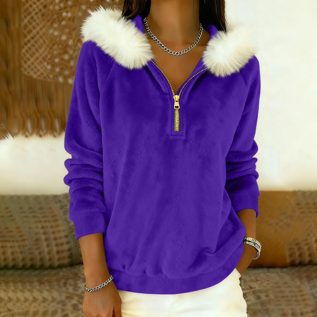 Dam Lös Och Bekväm Casual Mode Halvdragkedja Hoodie Långärmad Topp