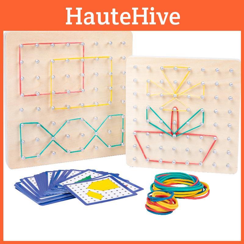 Creative Montessori Educational Wooden Peg Board For Cognitive Geometry And Color Recognition