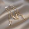 Hot Sell Trendy Shiny CZ Zircon Star Natural Freshwater Pearl 14K Gold Filled Female Tassels Stud Earrings  For Women