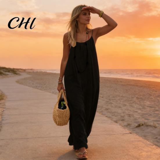 Autumn Jacket Dress Women's Backless Cami Summer Casual Sleeveless Boho Beach Maxi Women Spaghetti Strap Vacation Long Sundress with Back Tie