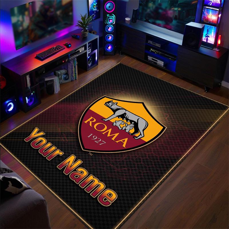 Crystal Velvet Rug AS Roma Print Custom Name Text Floor Mat Home Decor