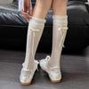 Spring and Summer Lightweight Ankle Socks for Women with A Bow At The Heel, Long Tube Socks In Ballet Style, Pure Cotton, Beautiful Leg Coverings