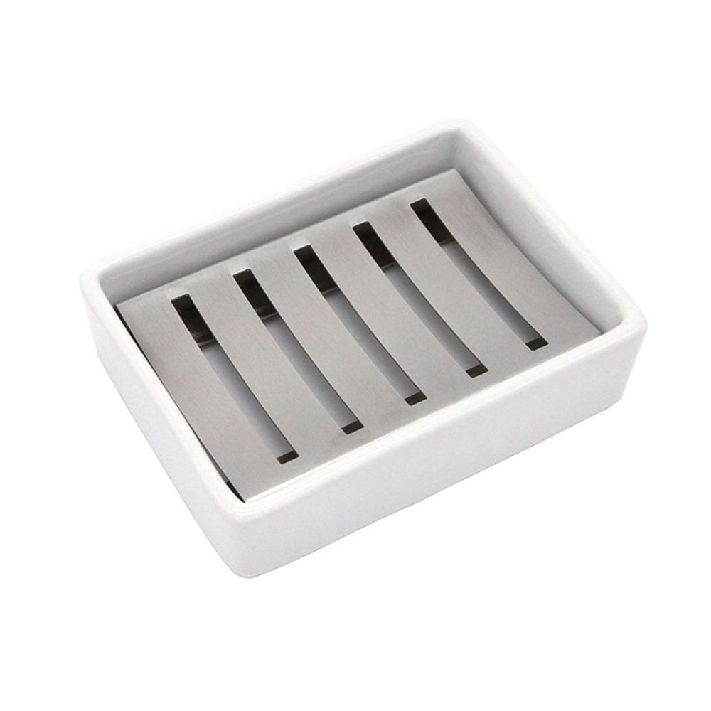 Drying Ceramic Storage Tray Easy to Clean Draining Rack Soap Dish Soap Container Box Sponge Holder