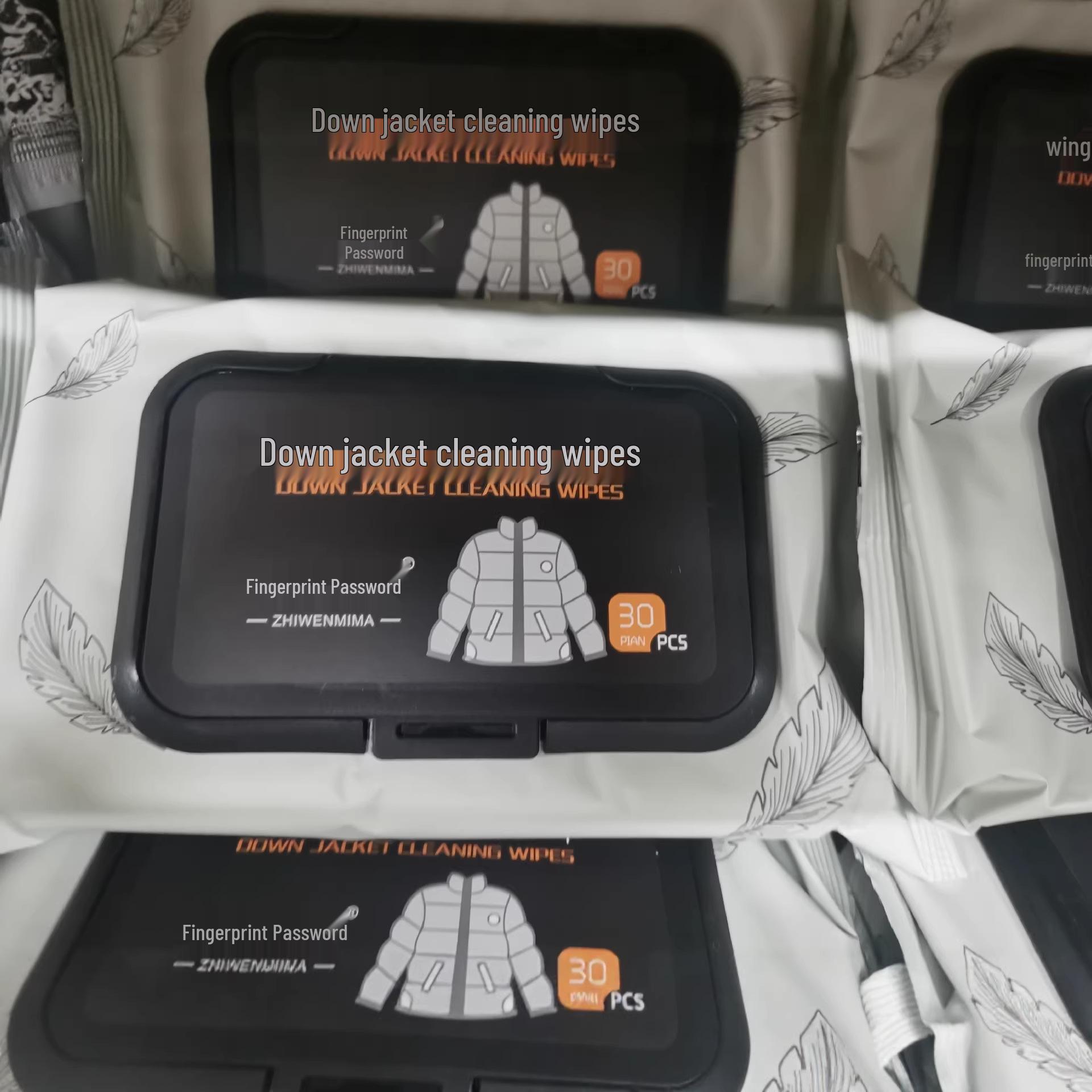 Home Down Jacket No-Rinse Cleaning Wipes - 30 Sheets for Stain Removal and Fabric Deep Cleaning
