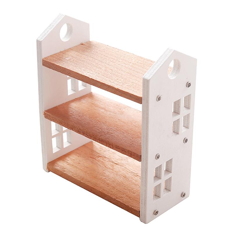 1:12 Dollhouse Miniature Bookshelf Three-Tier Storage Rack Display Stand Furniture Model Decor Toy Doll House Accessories