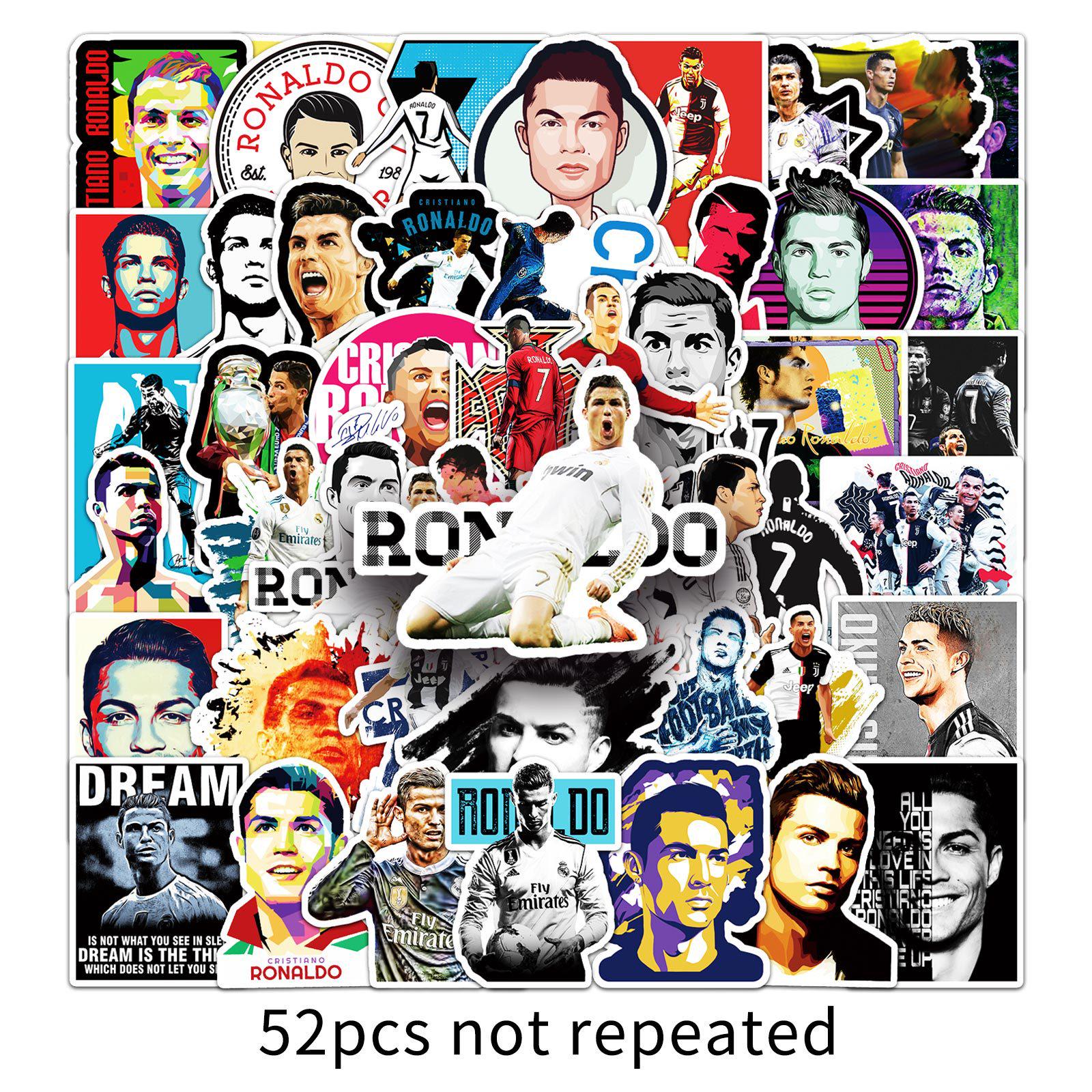 

50 Cristiano Ronaldo Cartoon Waterproof Stickers for Phone or Water Bottle Decoration
