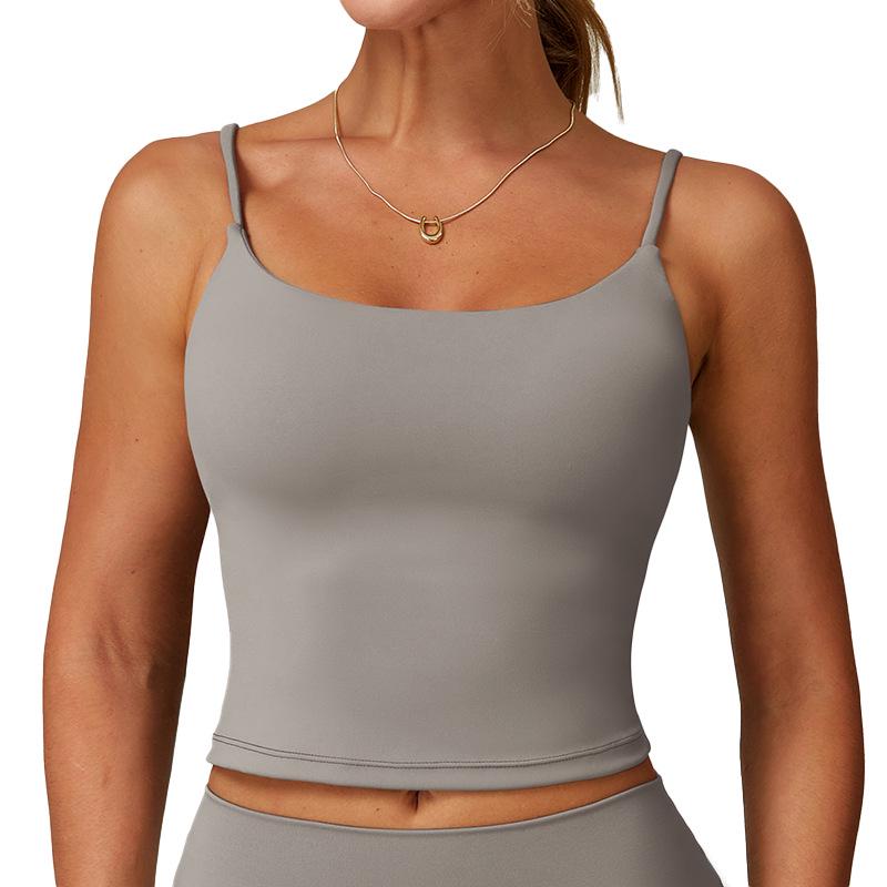 Brushed Yoga Tank Top with Hollow Back & Double Straps - Women's Sports & Fitness Vest 3063