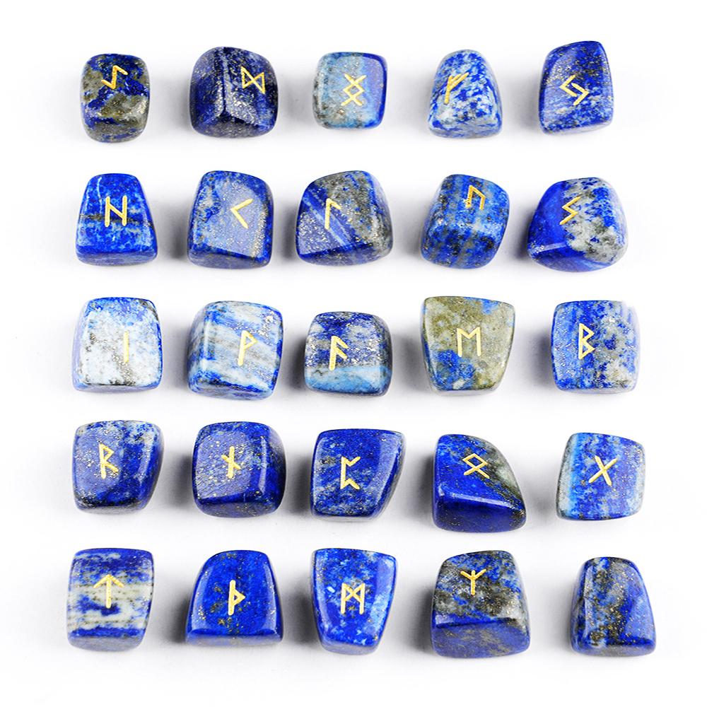 Natürliches Kristall-Runensteine-Set 25 Stück Quarzachat Kristallstein Hexen Reiki Heilenergie Runenbuchstaben Kristallgravur Handwerk