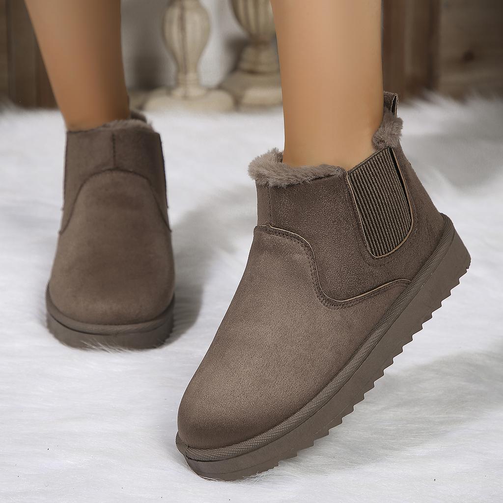 2025 Winter Women Short Plush Warm Snow Boots Casual Shoes New Suede Fur Chelsea Ankle Boots Flats Platform Ladies Shoes Botas