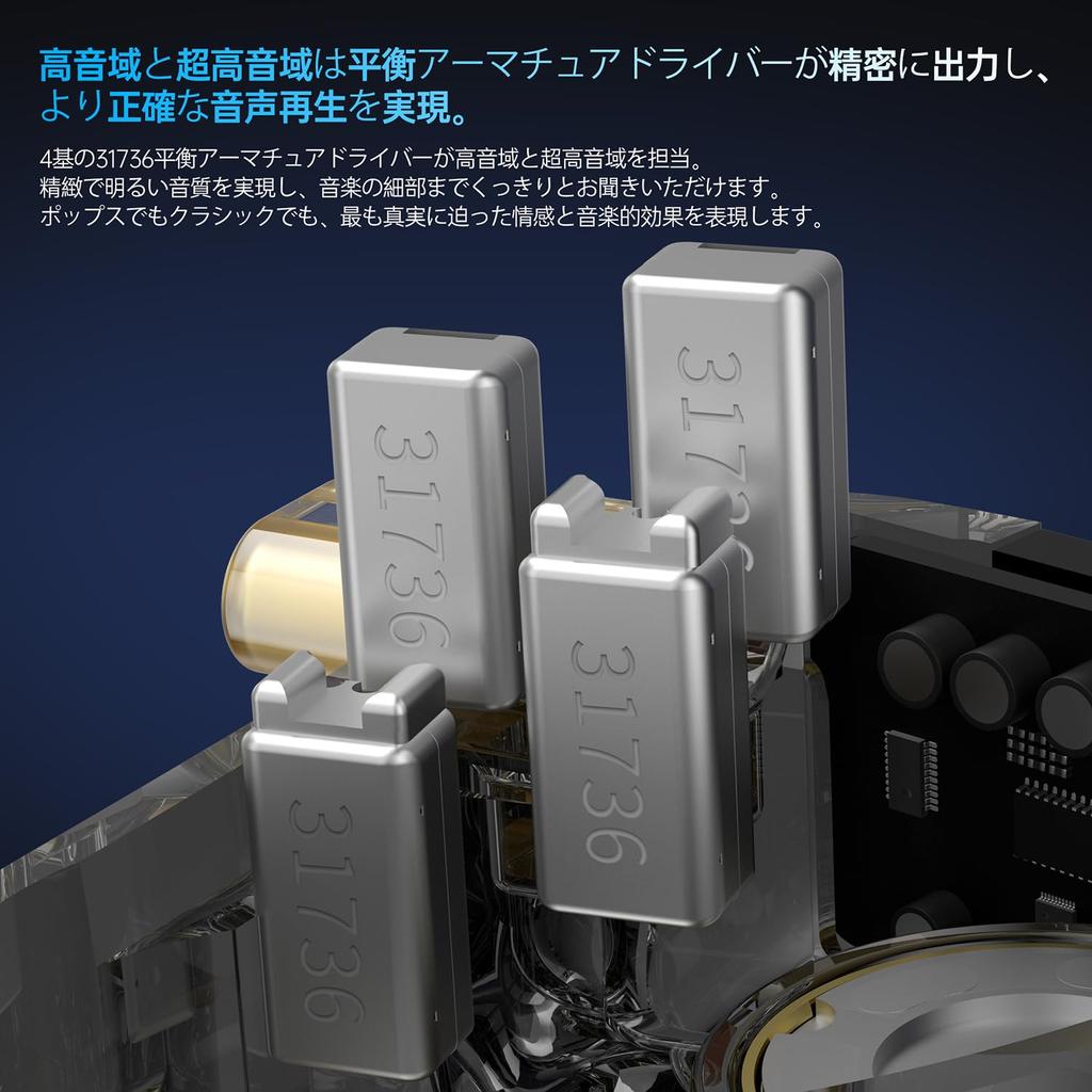 CCA Rhapsody Tunable Hybrid In-Ear Monitors, Two Dynamic Drivers and Four Balanced Armatures, HiFi In-Ear Headphones (No Mic, Black, 3.5mm)