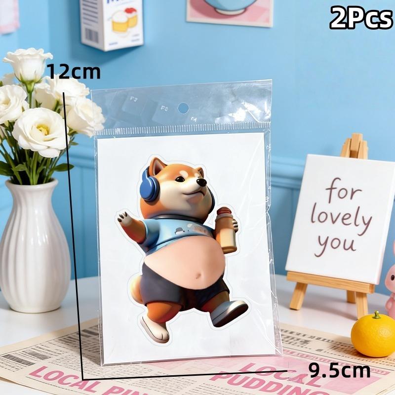 

2Pcs Cute Puppy Sticker 3D Soft Belly Squeezeable Sticker DIY Phone Case Home Decoration Decompression Gift For Friends A3