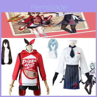 Wykwintny Genshin Impact X Pizzahut Amber Eula Peruka Kostium Cosplay Na Halloween