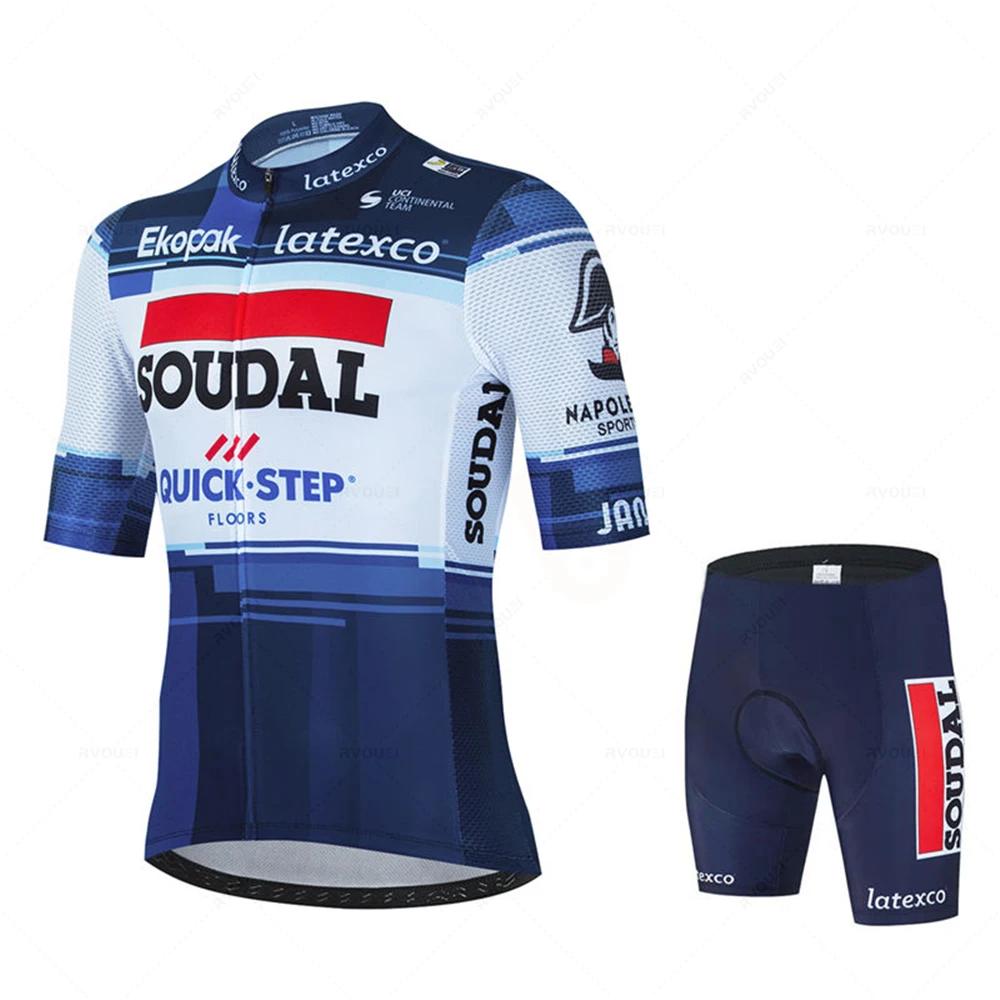Soudal Quick Step sada cyklistického dresu léto belgické kolo prodyšné muži oblečení na horské kolo Maillot ropa ciclismo uniforma