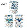 Ocean Window Decoration Animal Acrylic Hanging, Stained Glass Style Sea Turtle Whale Dolphin Suncatcher Outdoor Balcony with Crystal Beads &