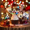 8Pcs Dog Cupcake Decoration Cute Pet Dog Themed Birthday Party Cake Topper Paper Dessert Decoration