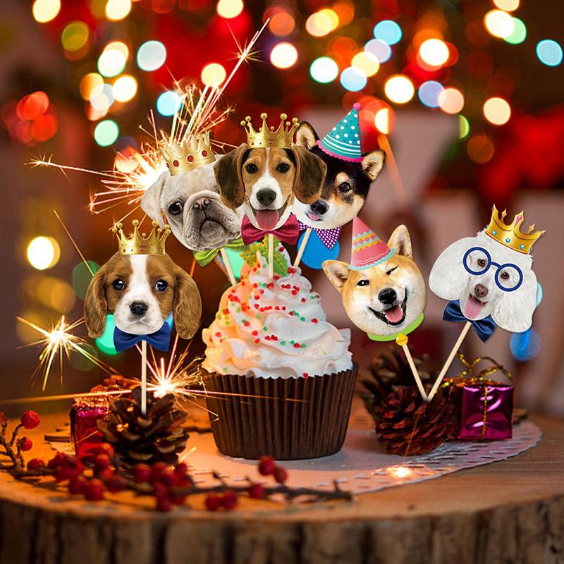 

8 шт. Украшение для кексов с собаками Милый питомец Собачья тематика Вечеринка по случаю дня рождения Топпер для торта Бумажное украшение для десерта